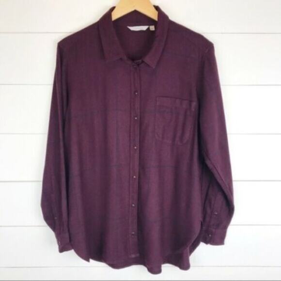 Athleta Small Heat Tech Flannel Cassis Windowpane - Picture 1 of 4